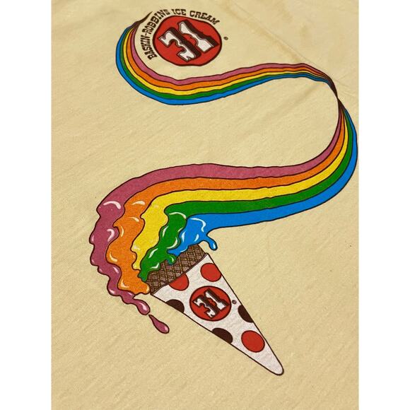 True Vintage 70s Baskin Robbins Ice Cream Rainbow T Shirt Single Stitch L Snack - Picture 4 of 9